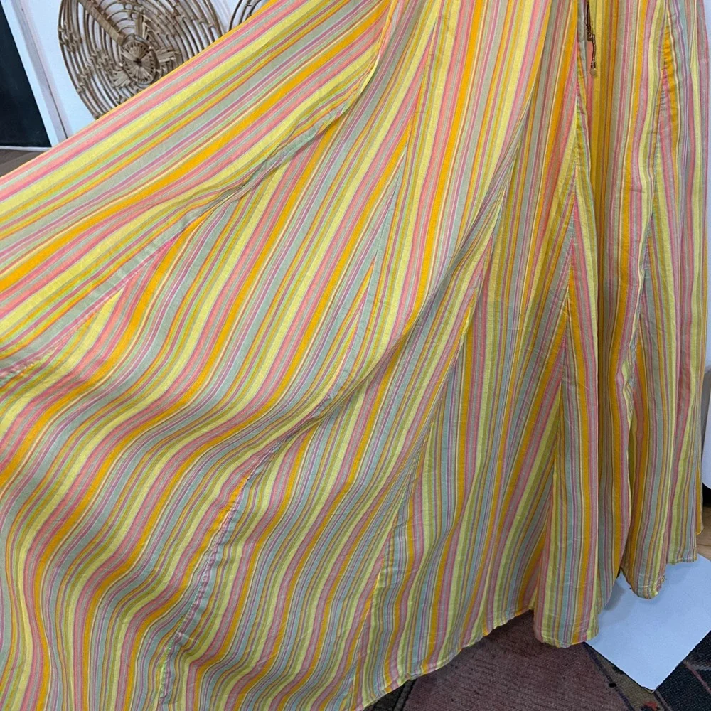 Free People Yellow Striped Cotton Dream Weaver Maxi Boho Sundress Size M - Picture 9 of 9